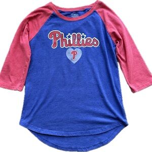 Youth Phillies 3/4 raglan tee Girls size large 10/12